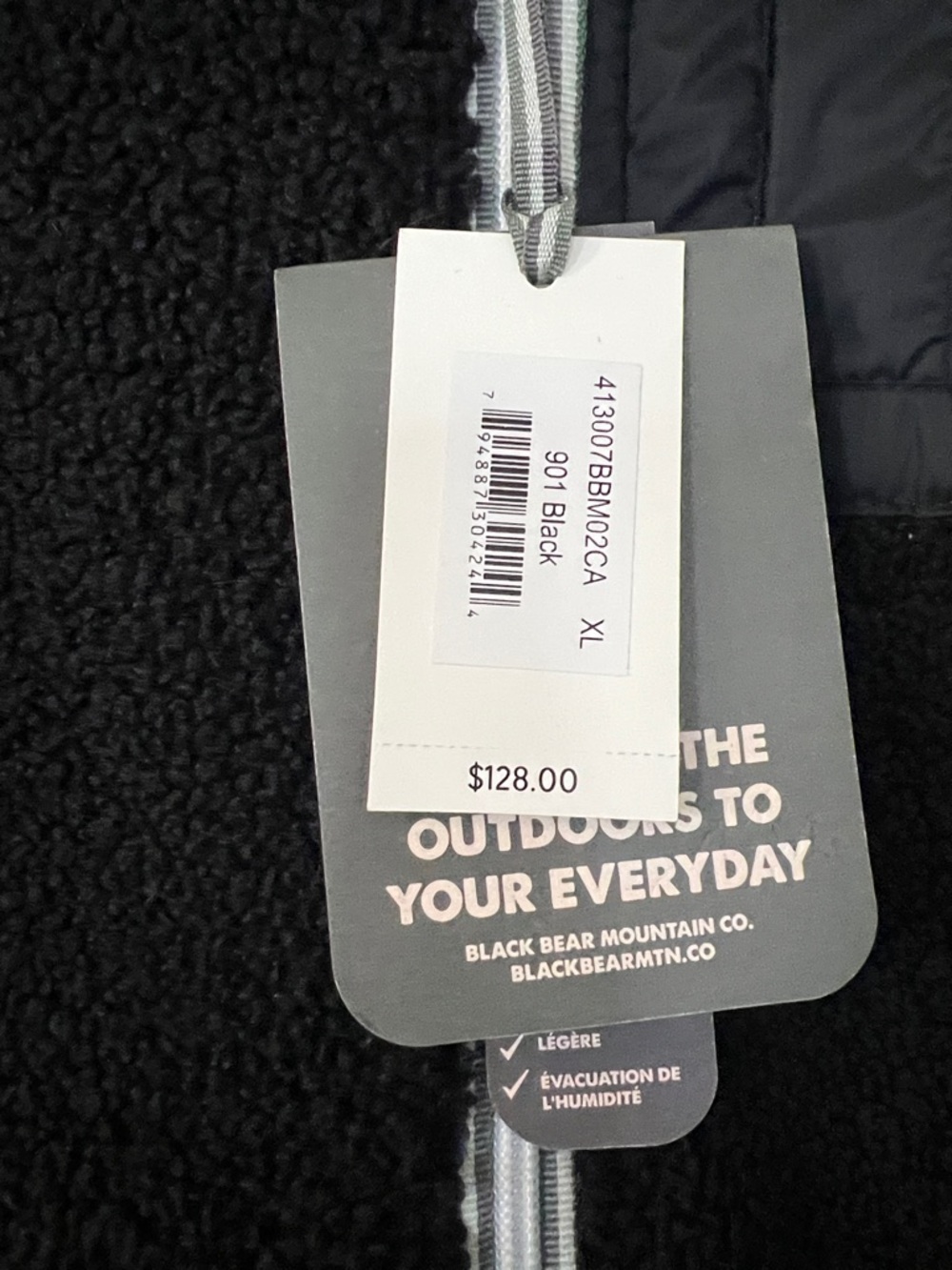 Black Sherpa Zip-Up Jacket with Contrast Panels - Picture 3 of 4